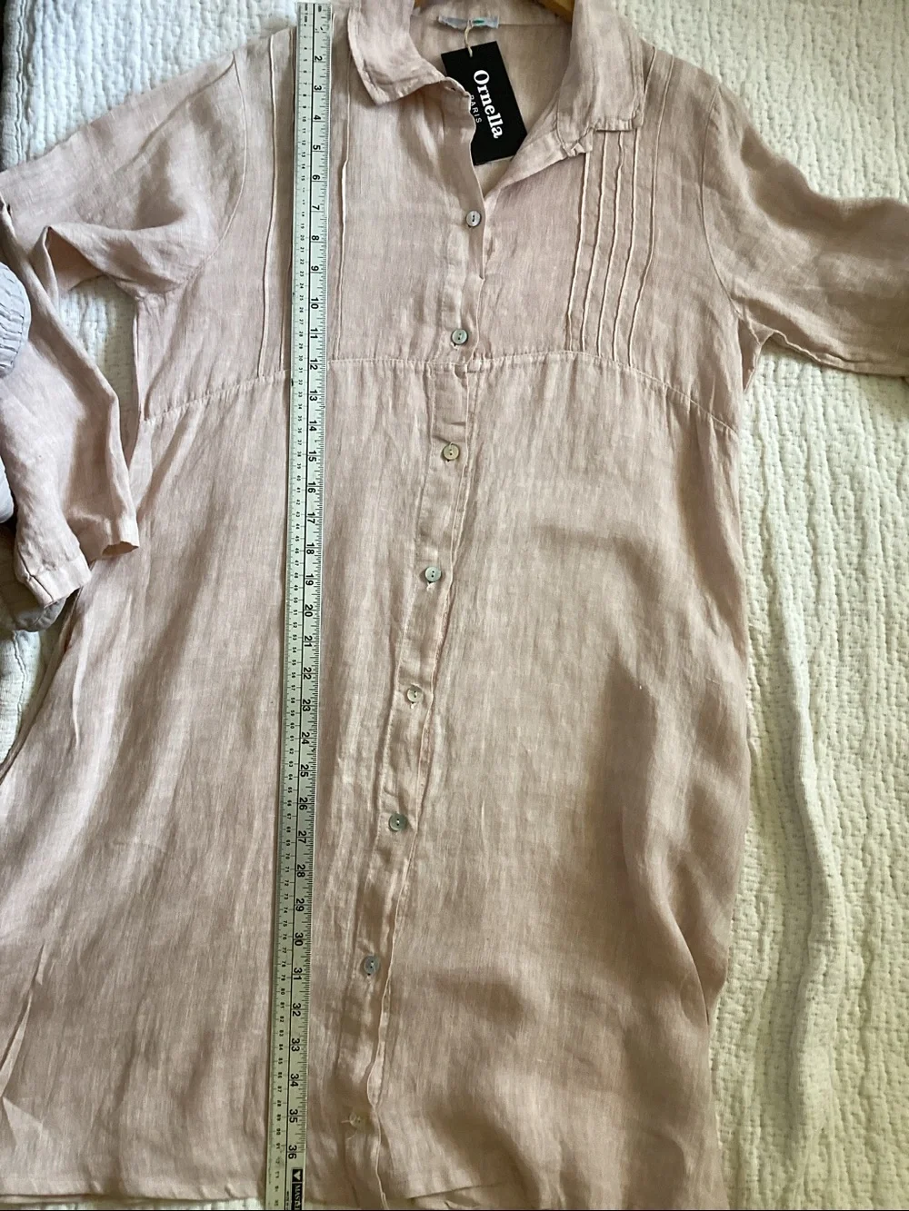 Ella Light Pink Button-Front Linen Shirt Dress - Picture 5 of 5